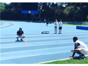 Stopwatch record of 40 yards of sprint in 4.43 seconds